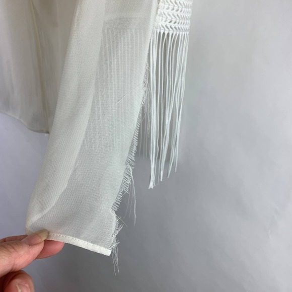 Akris Punto Ivory Fringe Trim Blouse NWT Size 2 - Picture 9 of 10